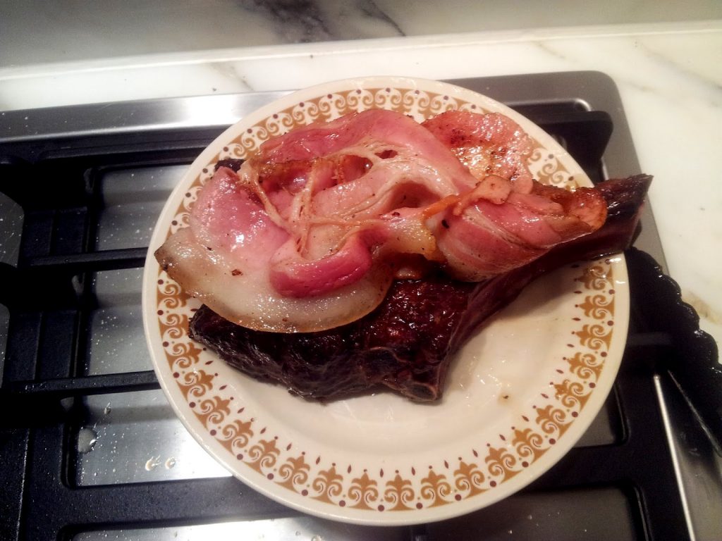 bacon on steak