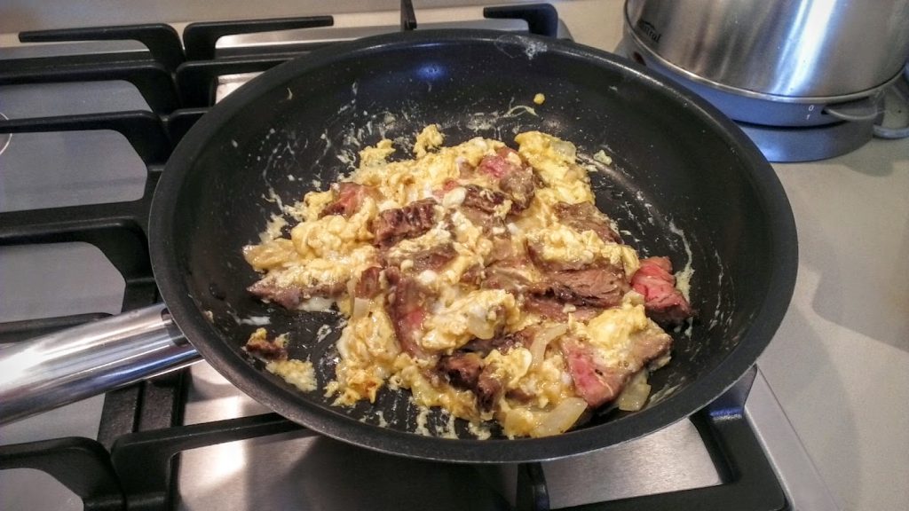 scrambled eggs n ribeye