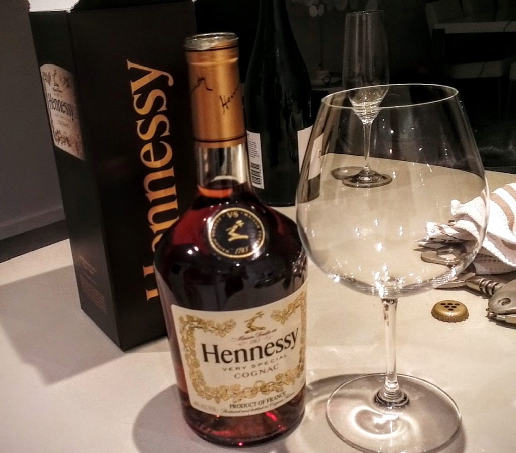 Hennesey cognac and glass